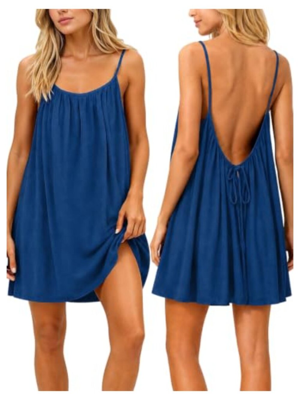 Backless Cami Mini Dress Sleeveless A-Line Casual Summer Beach
